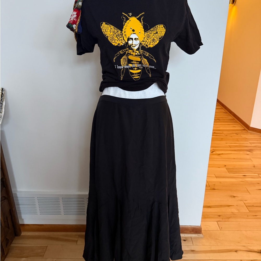 100% Silk Charter Club Black Maxi Skirt - Picture 2 of 9